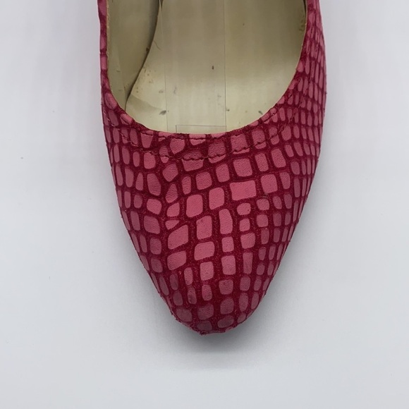 Max studio - Mecca Hot Pink Faux Suede Animal Print Design Wedge Size 8 - Picture 12 of 16